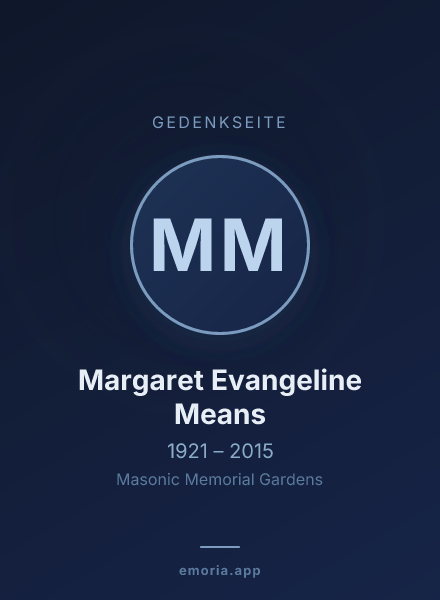 Gedenkportrait von Margaret Evangeline Means