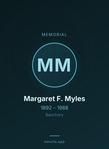 Memorial portrait of Margaret F. Myles