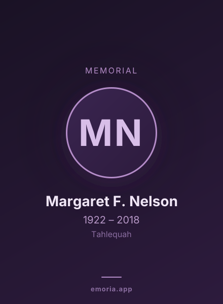 Memorial portrait of Margaret F. Nelson