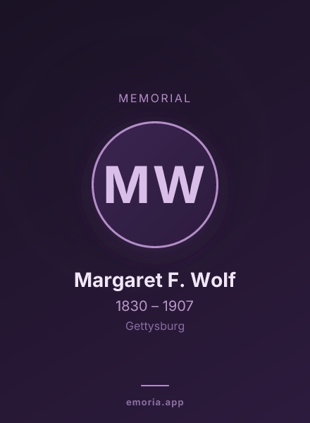Memorial portrait of Margaret F. Wolf