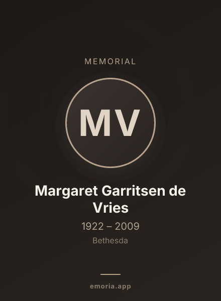 Memorial portrait of Margaret Garritsen de Vries