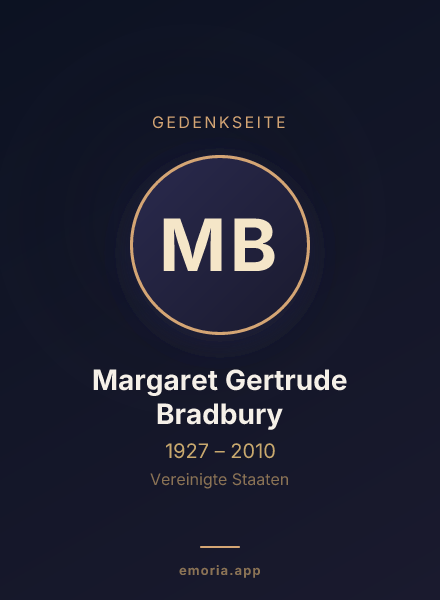 Gedenkportrait von Margaret Gertrude Bradbury