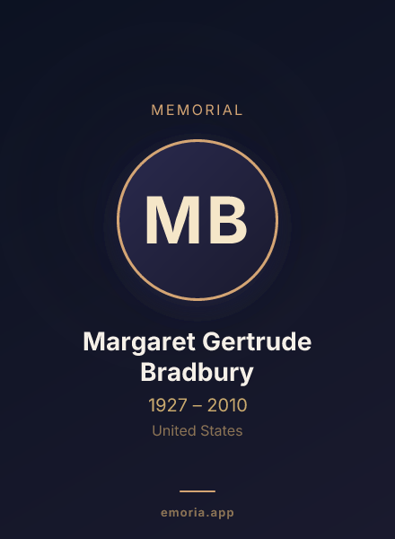 Memorial portrait of Margaret Gertrude Bradbury