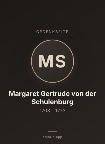 Gedenkportrait von Margaret Gertrude von der Schulenburg
