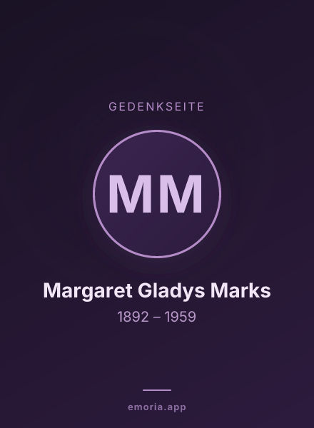 Gedenkportrait von Margaret Gladys Marks