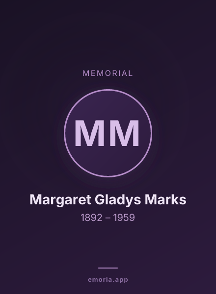 Memorial portrait of Margaret Gladys Marks