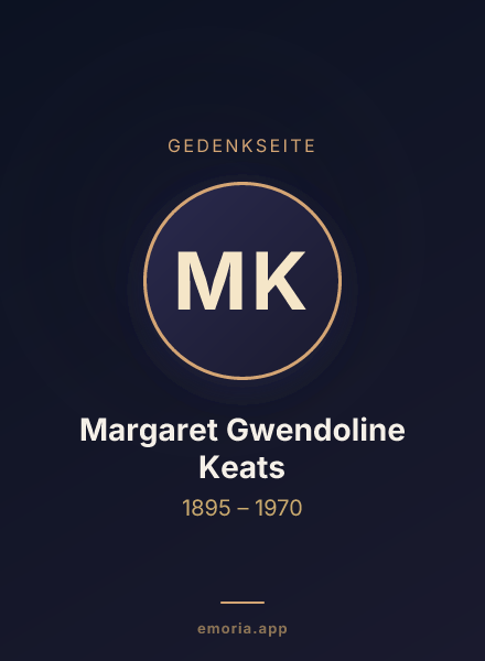 Gedenkportrait von Margaret Gwendoline Keats