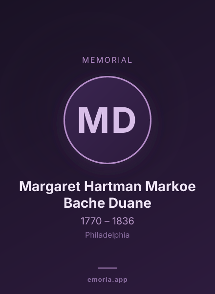 Memorial portrait of Margaret Hartman Markoe Bache Duane