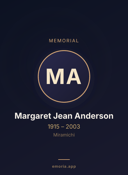 Memorial portrait of Margaret Jean Anderson