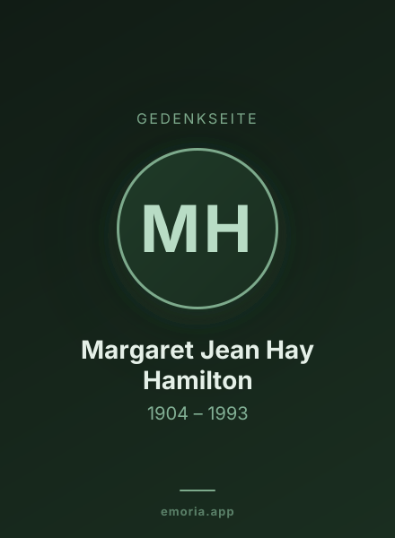 Gedenkportrait von Margaret Jean Hay Hamilton