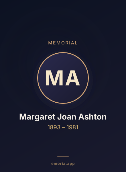 Memorial portrait of Margaret Joan Ashton