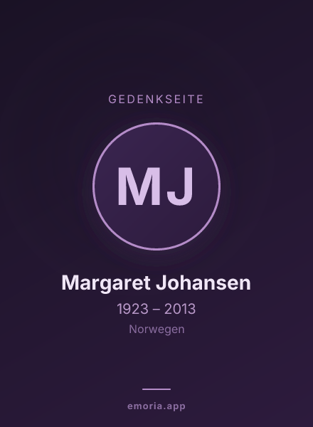 Gedenkportrait von Margaret Johansen