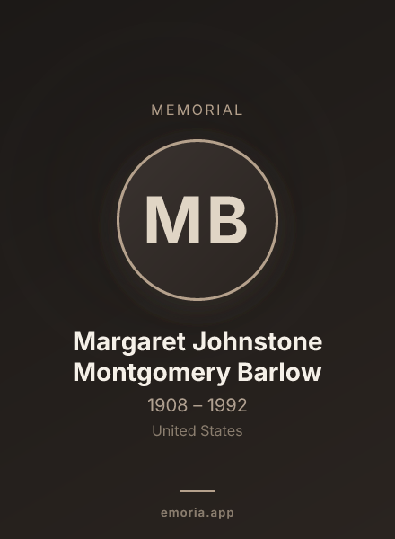 Memorial portrait of Margaret Johnstone Montgomery Barlow
