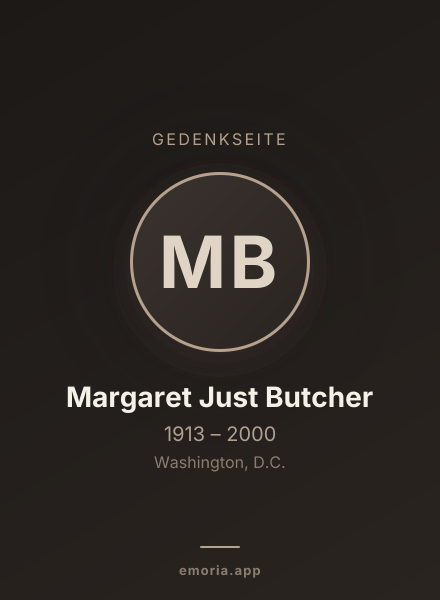 Gedenkportrait von Margaret Just Butcher