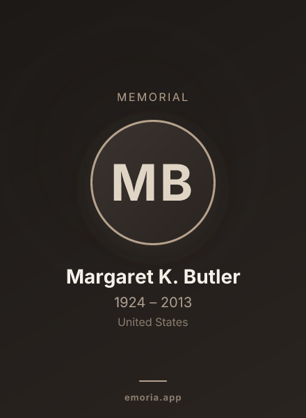 Memorial portrait of Margaret K. Butler