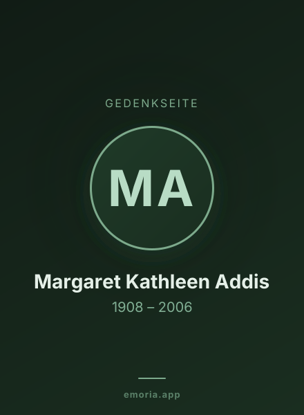 Gedenkportrait von Margaret Kathleen Addis