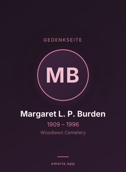 Gedenkportrait von Margaret L. P. Burden