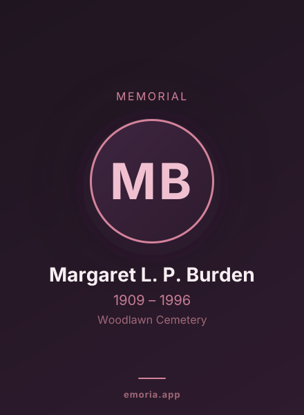 Memorial portrait of Margaret L. P. Burden