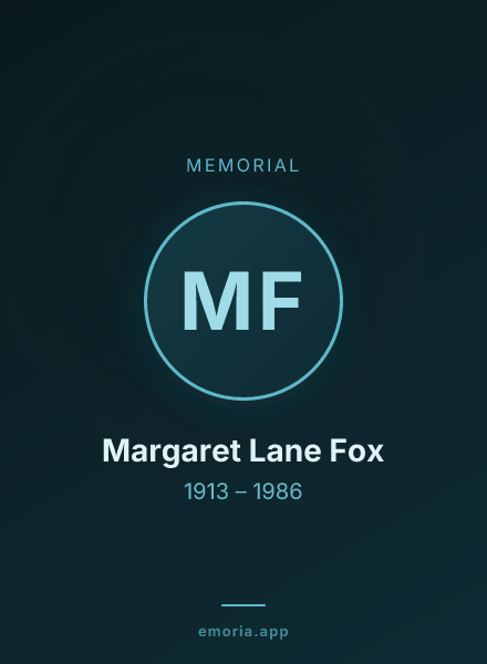 Memorial portrait of Margaret Lane Fox