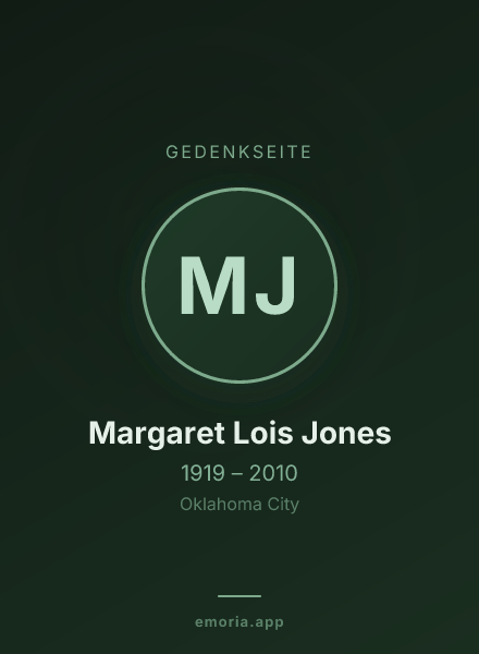Gedenkportrait von Margaret Lois Jones