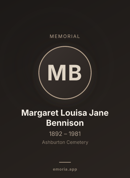 Memorial portrait of Margaret Louisa Jane Bennison