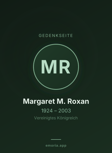 Gedenkportrait von Margaret M. Roxan