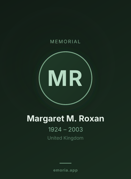 Memorial portrait of Margaret M. Roxan