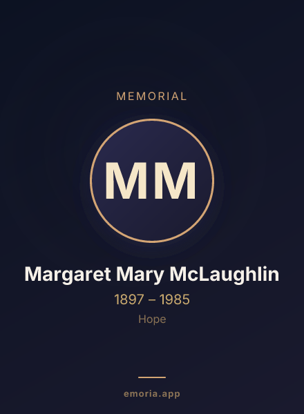 Memorial portrait of Margaret Mary McLaughlin