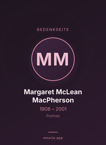 Gedenkportrait von Margaret McLean MacPherson
