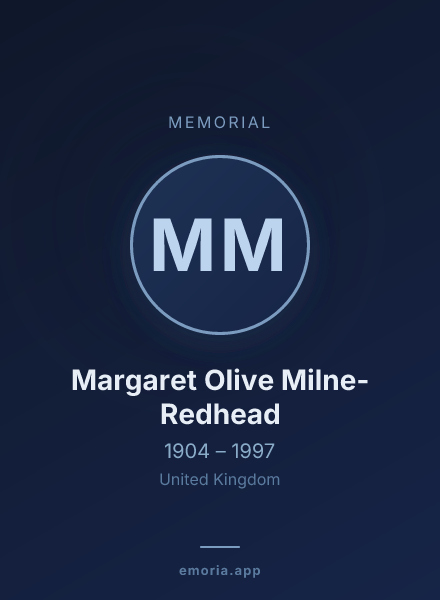Memorial portrait of Margaret Olive Milne-Redhead
