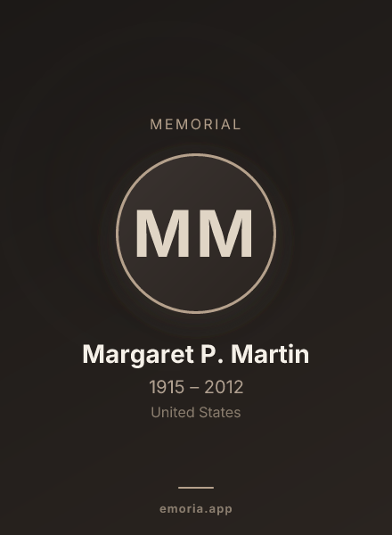 Memorial portrait of Margaret P. Martin