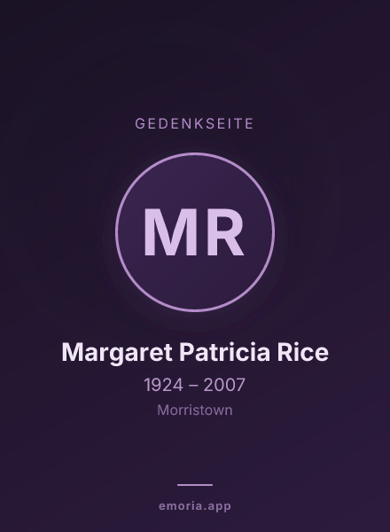 Gedenkportrait von Margaret Patricia Rice