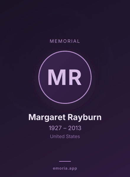 Memorial portrait of Margaret Rayburn