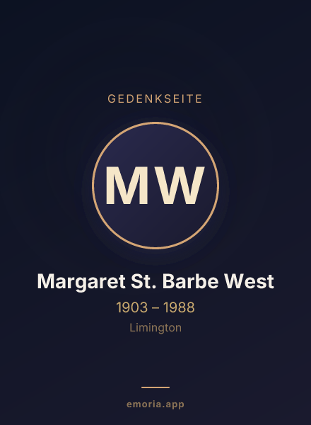 Gedenkportrait von Margaret St. Barbe West