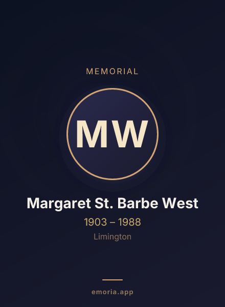 Memorial portrait of Margaret St. Barbe West