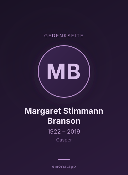 Gedenkportrait von Margaret Stimmann Branson