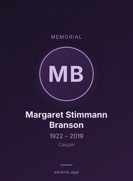 Memorial portrait of Margaret Stimmann Branson