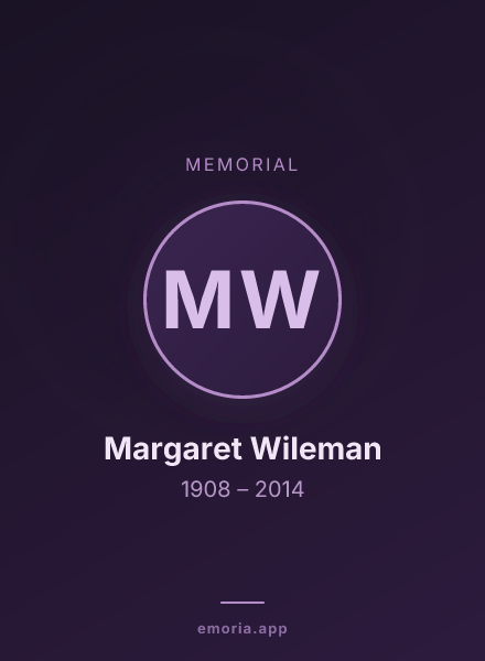 Memorial portrait of Margaret Wileman