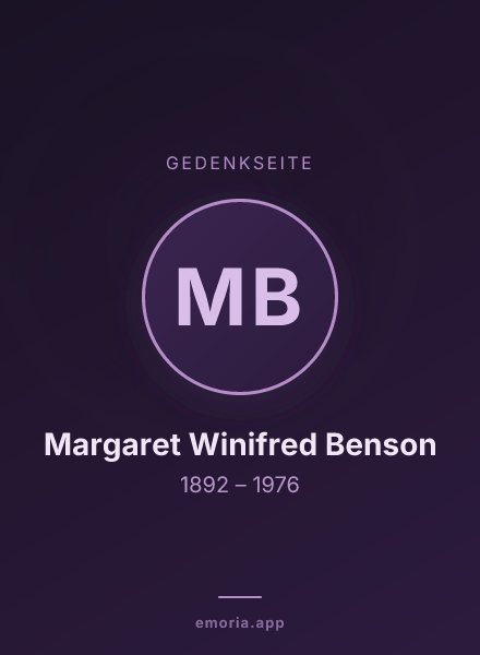 Gedenkportrait von Margaret Winifred Benson