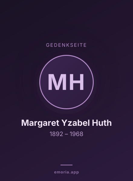 Gedenkportrait von Margaret Yzabel Huth