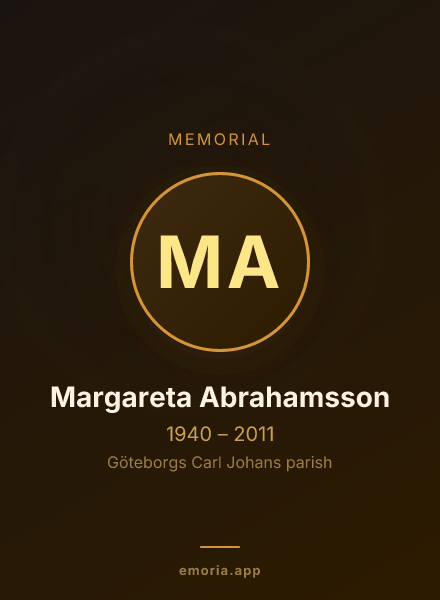 Memorial portrait of Margareta Abrahamsson