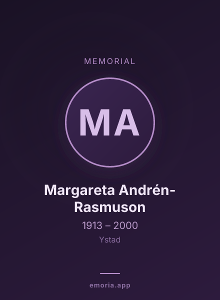 Memorial portrait of Margareta Andrén-Rasmuson