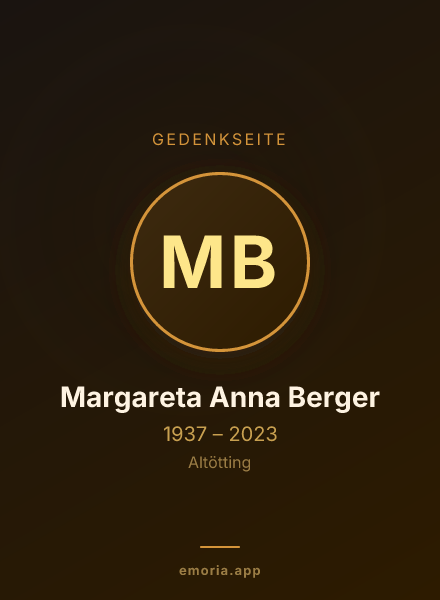 Gedenkportrait von Margareta Anna Berger