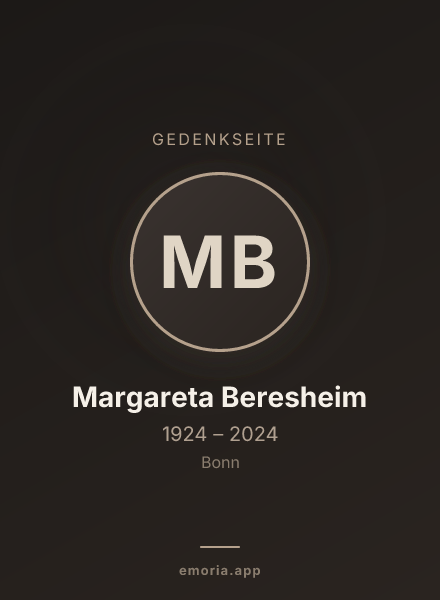 Gedenkportrait von Margareta Beresheim