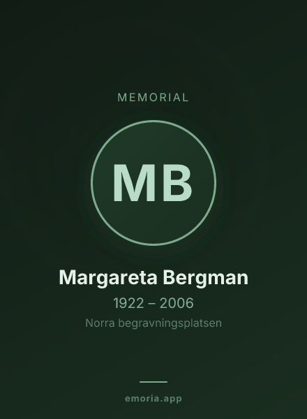 Memorial portrait of Margareta Bergman