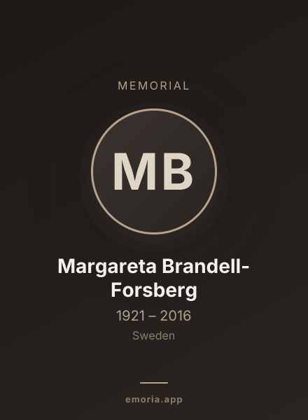 Memorial portrait of Margareta Brandell-Forsberg