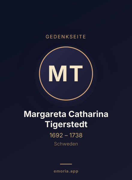 Gedenkportrait von Margareta Catharina Tigerstedt