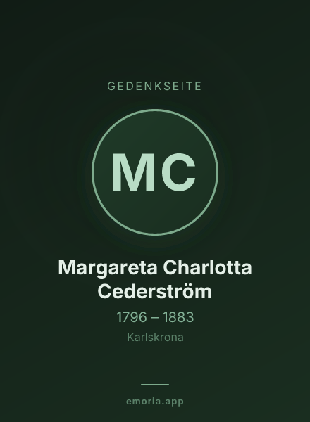 Gedenkportrait von Margareta Charlotta Cederström