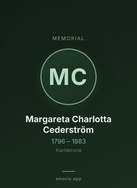 Memorial portrait of Margareta Charlotta Cederström