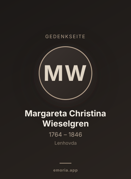Gedenkportrait von Margareta Christina Wieselgren